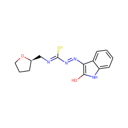 Oc1[nH]c2ccccc2c1N=N/C(S)=N/C[C@H]1CCCO1 ZINC000253966665