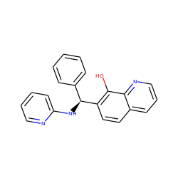 Oc1c([C@@H](Nc2ccccn2)c2ccccc2)ccc2cccnc12 ZINC000022911740