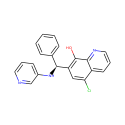 Oc1c([C@@H](Nc2cccnc2)c2ccccc2)cc(Cl)c2cccnc12 ZINC001772619283