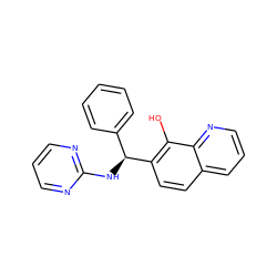 Oc1c([C@@H](Nc2ncccn2)c2ccccc2)ccc2cccnc12 ZINC000005395132