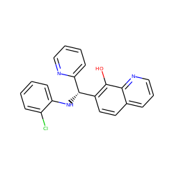 Oc1c([C@H](Nc2ccccc2Cl)c2ccccn2)ccc2cccnc12 ZINC000005009295