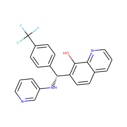 Oc1c([C@H](Nc2cccnc2)c2ccc(C(F)(F)F)cc2)ccc2cccnc12 ZINC000001065023