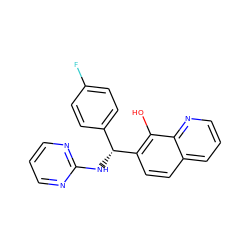 Oc1c([C@H](Nc2ncccn2)c2ccc(F)cc2)ccc2cccnc12 ZINC000000086086