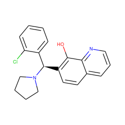 Oc1c([C@H](c2ccccc2Cl)N2CCCC2)ccc2cccnc12 ZINC000005813863