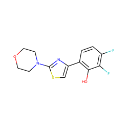 Oc1c(-c2csc(N3CCOCC3)n2)ccc(F)c1F ZINC000299829877