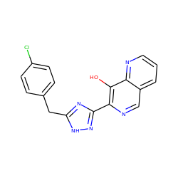 Oc1c(-c2n[nH]c(Cc3ccc(Cl)cc3)n2)ncc2cccnc12 ZINC000034432909