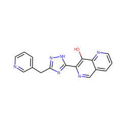 Oc1c(-c2nc(Cc3cccnc3)n[nH]2)ncc2cccnc12 ZINC000040422919