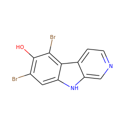 Oc1c(Br)cc2[nH]c3cnccc3c2c1Br ZINC000005163004