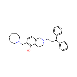 Oc1c(CN2CCCCCC2)ccc2c1CCN(CCC(c1ccccc1)c1ccccc1)C2 ZINC000026477241