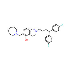 Oc1c(CN2CCCCCC2)ccc2c1CCN(CCCC(c1ccc(F)cc1)c1ccc(F)cc1)C2 ZINC000026493059