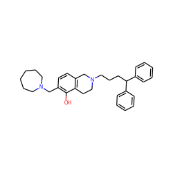 Oc1c(CN2CCCCCC2)ccc2c1CCN(CCCC(c1ccccc1)c1ccccc1)C2 ZINC000001545737