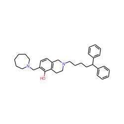 Oc1c(CN2CCCCCC2)ccc2c1CCN(CCCCC(c1ccccc1)c1ccccc1)C2 ZINC000026473777