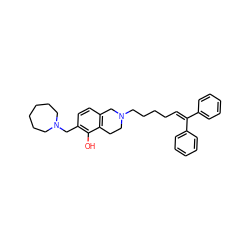 Oc1c(CN2CCCCCC2)ccc2c1CCN(CCCCC=C(c1ccccc1)c1ccccc1)C2 ZINC000026472411