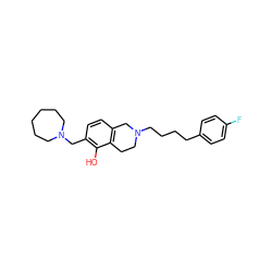 Oc1c(CN2CCCCCC2)ccc2c1CCN(CCCCc1ccc(F)cc1)C2 ZINC000026475890