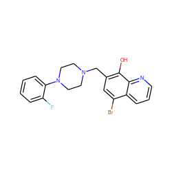 Oc1c(CN2CCN(c3ccccc3F)CC2)cc(Br)c2cccnc12 ZINC000053193561