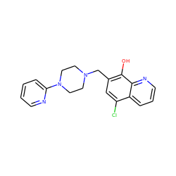 Oc1c(CN2CCN(c3ccccn3)CC2)cc(Cl)c2cccnc12 ZINC000013060306