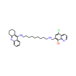 Oc1c(CNCCCCCCCCCNc2c3c(nc4ccccc24)CCCC3)cc(Cl)c2cccnc12 ZINC000053246942