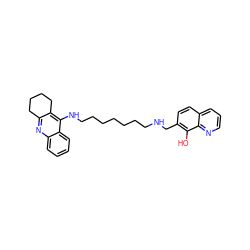 Oc1c(CNCCCCCCCNc2c3c(nc4ccccc24)CCCC3)ccc2cccnc12 ZINC000053230007