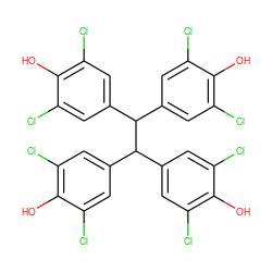 Oc1c(Cl)cc(C(c2cc(Cl)c(O)c(Cl)c2)C(c2cc(Cl)c(O)c(Cl)c2)c2cc(Cl)c(O)c(Cl)c2)cc1Cl ZINC000008034768