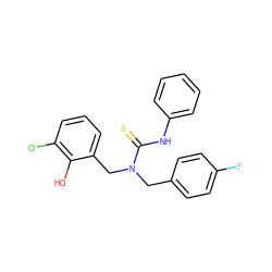 Oc1c(Cl)cccc1CN(Cc1ccc(F)cc1)C(=S)Nc1ccccc1 ZINC000045339576