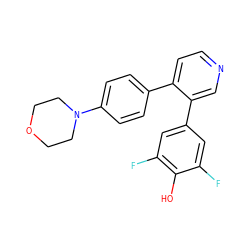 Oc1c(F)cc(-c2cnccc2-c2ccc(N3CCOCC3)cc2)cc1F ZINC000334163679