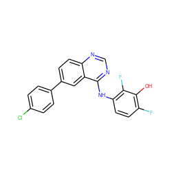 Oc1c(F)ccc(Nc2ncnc3ccc(-c4ccc(Cl)cc4)cc23)c1F ZINC000143137330