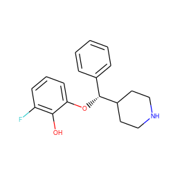 Oc1c(F)cccc1O[C@H](c1ccccc1)C1CCNCC1 ZINC000013531029