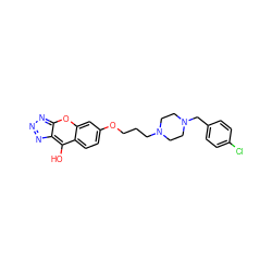 Oc1c2nnnc-2oc2cc(OCCCN3CCN(Cc4ccc(Cl)cc4)CC3)ccc12 ZINC000100824710