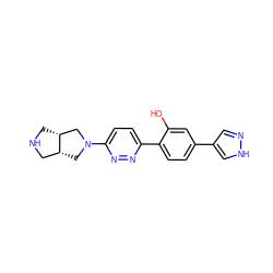 Oc1cc(-c2cn[nH]c2)ccc1-c1ccc(N2C[C@@H]3CNC[C@@H]3C2)nn1 ZINC000146689993