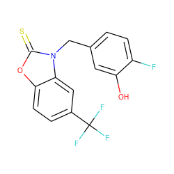 Oc1cc(Cn2c(=S)oc3ccc(C(F)(F)F)cc32)ccc1F ZINC001772614421