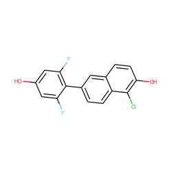 Oc1cc(F)c(-c2ccc3c(Cl)c(O)ccc3c2)c(F)c1 ZINC000013645050