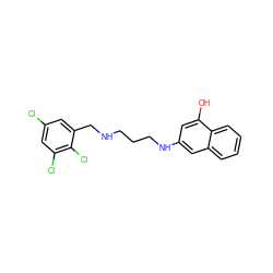 Oc1cc(NCCCNCc2cc(Cl)cc(Cl)c2Cl)cc2ccccc12 ZINC000028366978