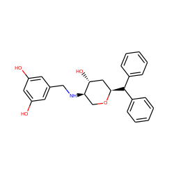 Oc1cc(O)cc(CN[C@@H]2CO[C@H](C(c3ccccc3)c3ccccc3)C[C@H]2O)c1 ZINC000221165724