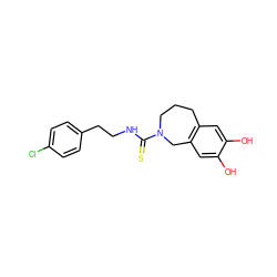 Oc1cc2c(cc1O)CN(C(=S)NCCc1ccc(Cl)cc1)CCC2 ZINC000003871859