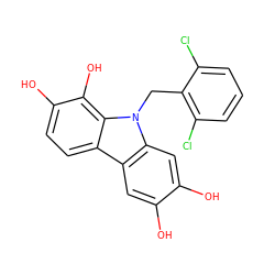 Oc1cc2c3ccc(O)c(O)c3n(Cc3c(Cl)cccc3Cl)c2cc1O ZINC000003832364