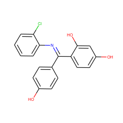 Oc1ccc(/C(=N\c2ccccc2Cl)c2ccc(O)cc2O)cc1 ZINC000169310738