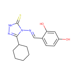 Oc1ccc(/C=N/n2c(C3CCCCC3)n[nH]c2=S)c(O)c1 ZINC000001307729