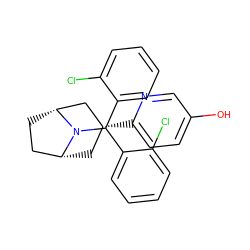 Oc1ccc([C@@H]2C[C@@H]3CC[C@H](C2)N3C(c2ccccc2Cl)c2ccccc2Cl)nc1 ZINC000103228799