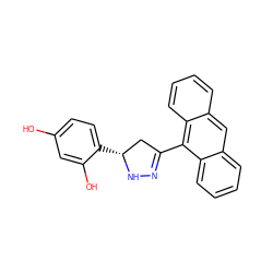 Oc1ccc([C@@H]2CC(c3c4ccccc4cc4ccccc34)=NN2)c(O)c1 ZINC000071329255