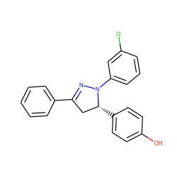 Oc1ccc([C@@H]2CC(c3ccccc3)=NN2c2cccc(Cl)c2)cc1 ZINC000299827028