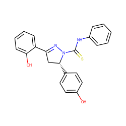 Oc1ccc([C@@H]2CC(c3ccccc3O)=NN2C(=S)Nc2ccccc2)cc1 ZINC000029045056