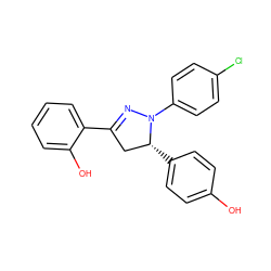 Oc1ccc([C@@H]2CC(c3ccccc3O)=NN2c2ccc(Cl)cc2)cc1 ZINC000299825986