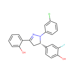 Oc1ccc([C@@H]2CC(c3ccccc3O)=NN2c2cccc(Cl)c2)cc1F ZINC000299832792