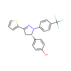 Oc1ccc([C@@H]2CC(c3cccs3)=NN2c2ccc(C(F)(F)F)cc2)cc1 ZINC000230526803