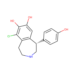 Oc1ccc([C@@H]2CNCCc3c2cc(O)c(O)c3Cl)cc1 ZINC000022116608