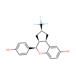 Oc1ccc([C@@H]2Oc3ccc(O)cc3[C@@H]3C[C@H](C(F)(F)F)C[C@@H]32)cc1 ZINC000014972445