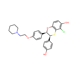 Oc1ccc([C@@H]2Sc3c(ccc(O)c3Cl)O[C@@H]2c2ccc(OCCN3CCCCC3)cc2)cc1 ZINC000026665173