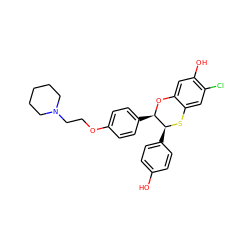 Oc1ccc([C@@H]2Sc3cc(Cl)c(O)cc3O[C@@H]2c2ccc(OCCN3CCCCC3)cc2)cc1 ZINC000026656632