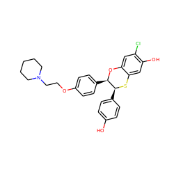 Oc1ccc([C@@H]2Sc3cc(O)c(Cl)cc3O[C@@H]2c2ccc(OCCN3CCCCC3)cc2)cc1 ZINC000026651278