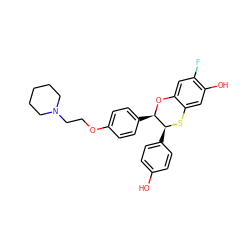 Oc1ccc([C@@H]2Sc3cc(O)c(F)cc3O[C@@H]2c2ccc(OCCN3CCCCC3)cc2)cc1 ZINC000026656791